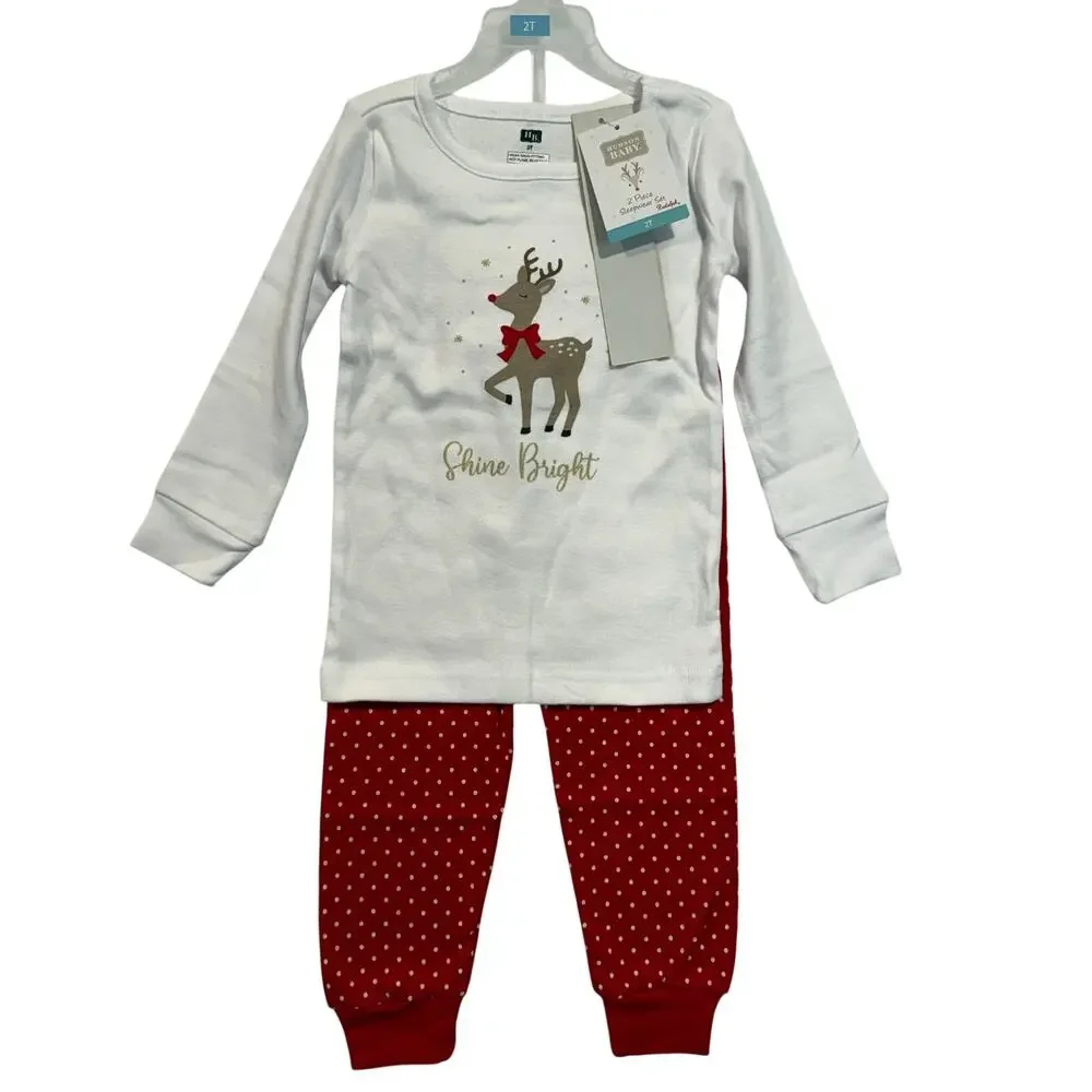 Hudson Baby 2T Christmas Pajama Set Rudolph Reindeer 2 Piece Cotton NWT